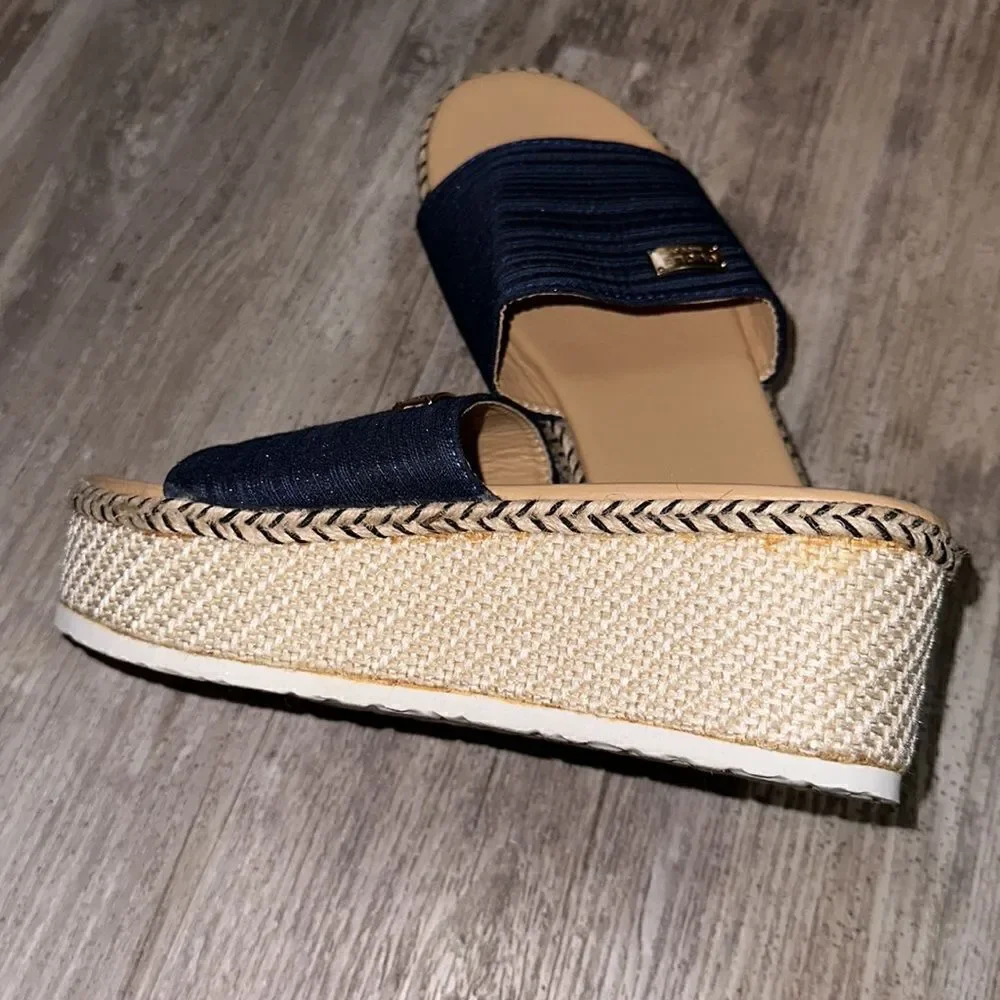 NEW DUOLE Moda blue glitter espadrilles mule ls size 10